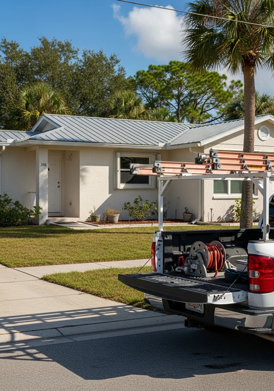 A Charlotte County residential neighborhood with typical homes, palm trees, and local street scenery.