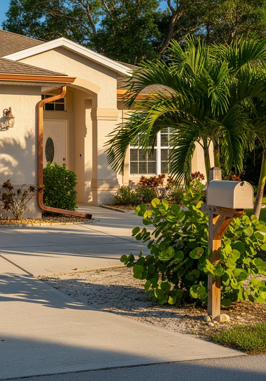 A typical Lee County residential property with subtropical landscaping and architectural style common to the region.